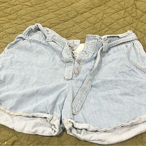 Wax Jean Blue High-Waisted Distressed Jean Shorts